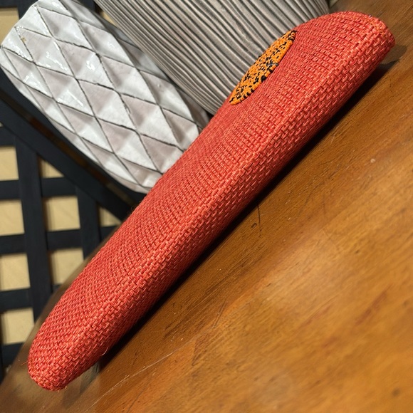 Handmade Clutch Orange and Black Textured Clutch with Asymmetrical Flap - Picture 4 of 10